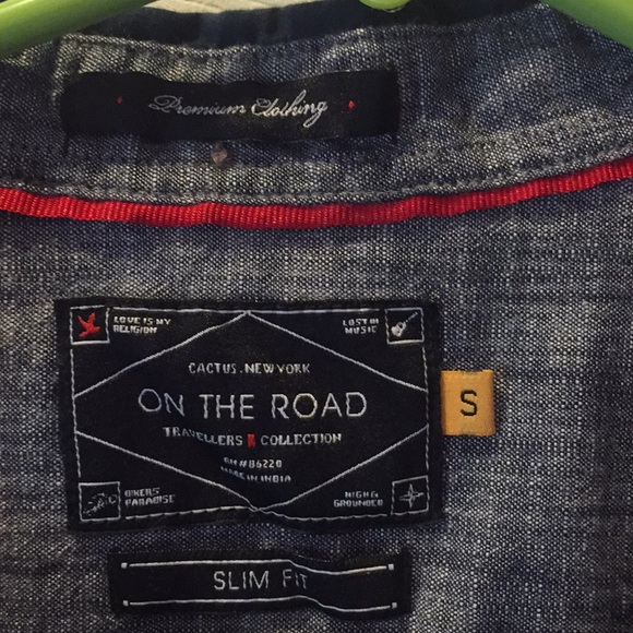 Navy button up with small foxes! - Picture 3 of 4